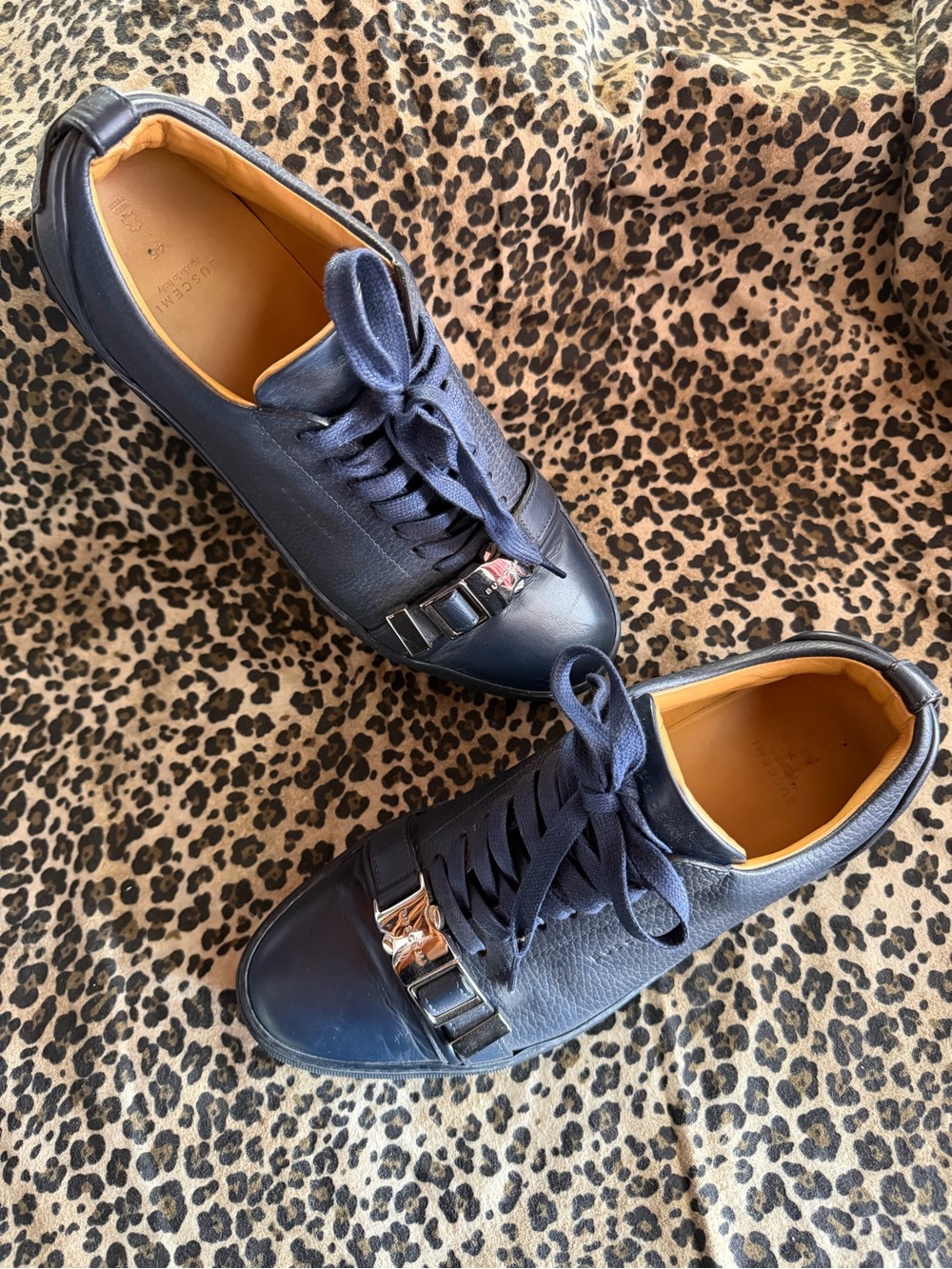 Navy and gold Buscemi low top sneakers